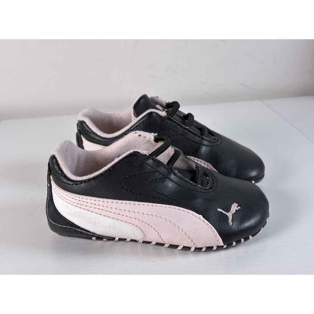 Puma Baby Sneakers size 4 Speed Cat Soft Bottoms Shoes Crib Black Pink